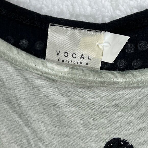 Vocal California Women L Embellished Feather Graphic Tee Racerback Moto USA Made - Picture 5 of 12